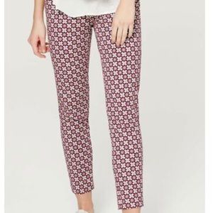 Loft skinny Marisa burgundy floral trousers